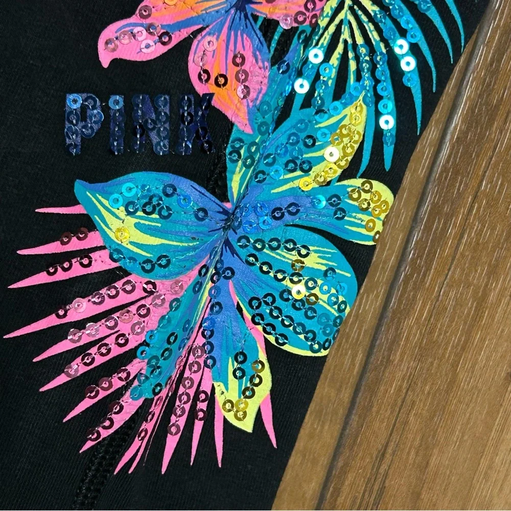 PINK VS TROPICAL HIBISCUS FLORAL BLING LEGGINGS